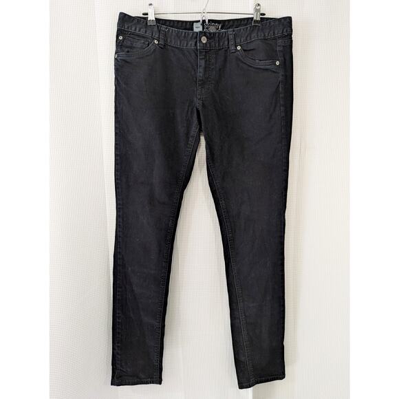 MOSSIMO! DEEP, SATURATED BLACK SKINNY PREMIUM DENIM 5 POCKET JEANS, PANTS! SZ 14 - Picture 2 of 11